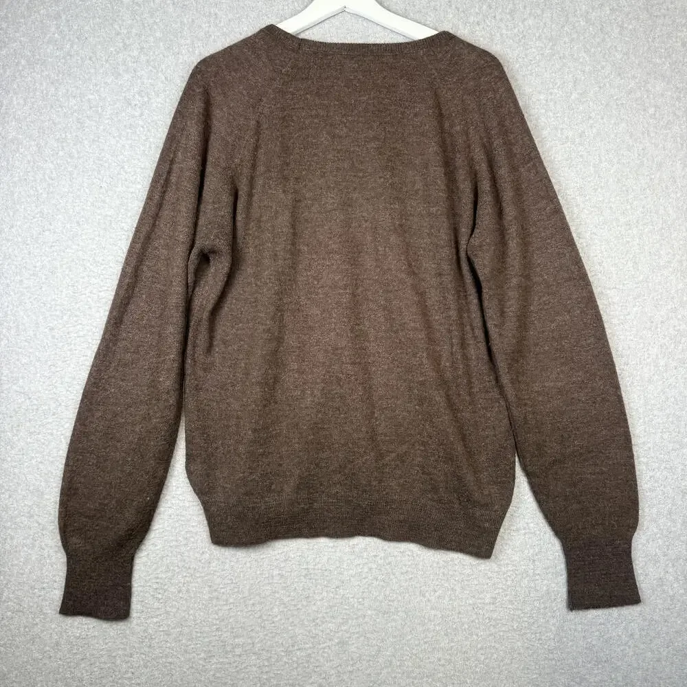 Vintage 80s Cashmist by Puritan Men's Size Medium Brown Wool V Neck Sweater